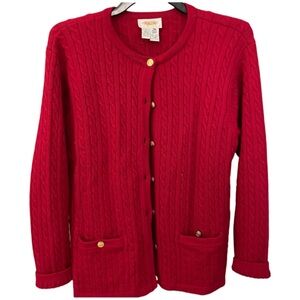 Red Wool Talbots Cardigan